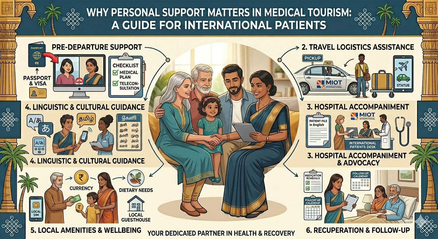 Personal support for international medical tourism patients